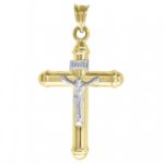 10kt Gold Plain TwoTone With Crucifix Cross Pendant