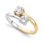 14k Two tone Polished 2-stone Ring Mounting – 3.1 mm center stones