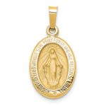 14k Polished and Satin Miraculous Medal Pendant