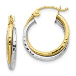 10Kt Two-tone Textured Twist Hoop Earrings