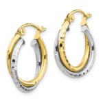 10Kt Two-tone Textured Twist Hoop Earrings