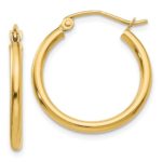 14Kt Polished 2mm Lightweight Tube Hoop Earrings