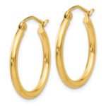 14Kt Polished 2mm Lightweight Tube Hoop Earrings