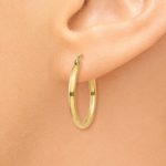 14Kt Polished 2mm Lightweight Tube Hoop Earrings