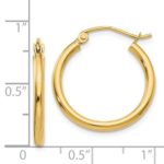 14Kt Polished 2mm Lightweight Tube Hoop Earrings