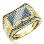 10Kt Blue and White Diamond Mens Rings