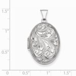 Sterling Silver Rhodium-plated Scroll Oval Locket