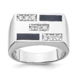 Silver Men’s CZ and Enamel Ring