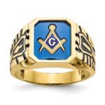 10Kt Blue Acrylic Men’s Masonic Ring